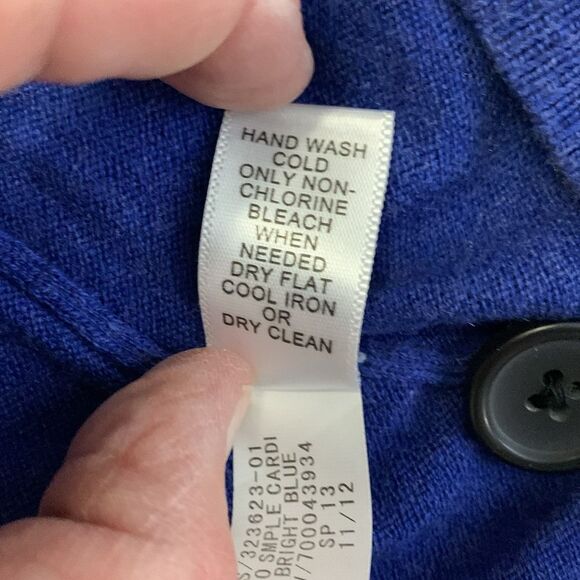 Banana Republic Bright Blue Silk Cotton Blend LS V-Neck Button Cardigan Size L - Picture 6 of 11